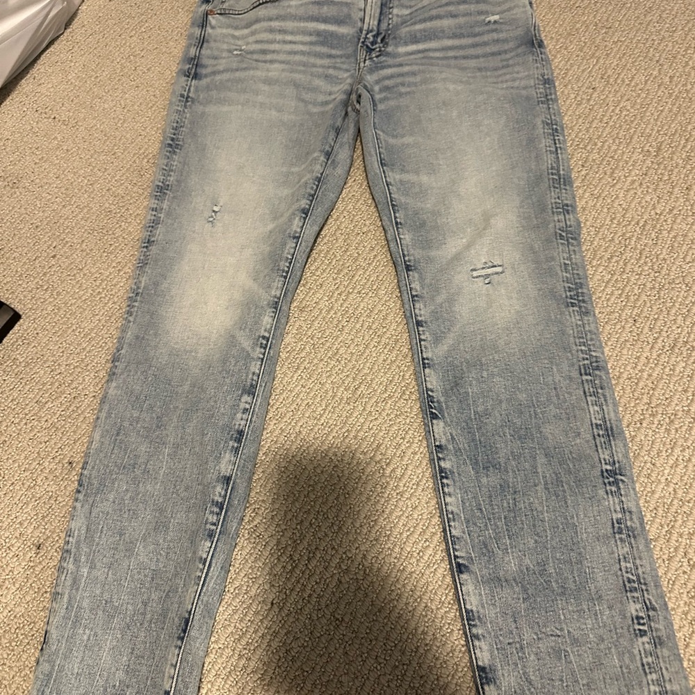 Men's Light Blue Distressed Jeans